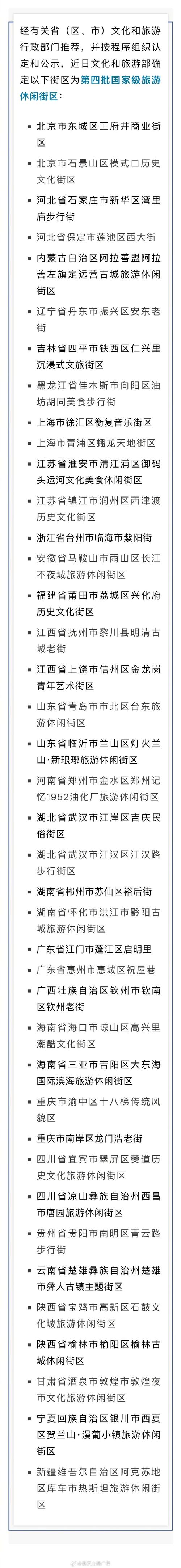 文旅部确定第三批国家级旅游休闲街区名单