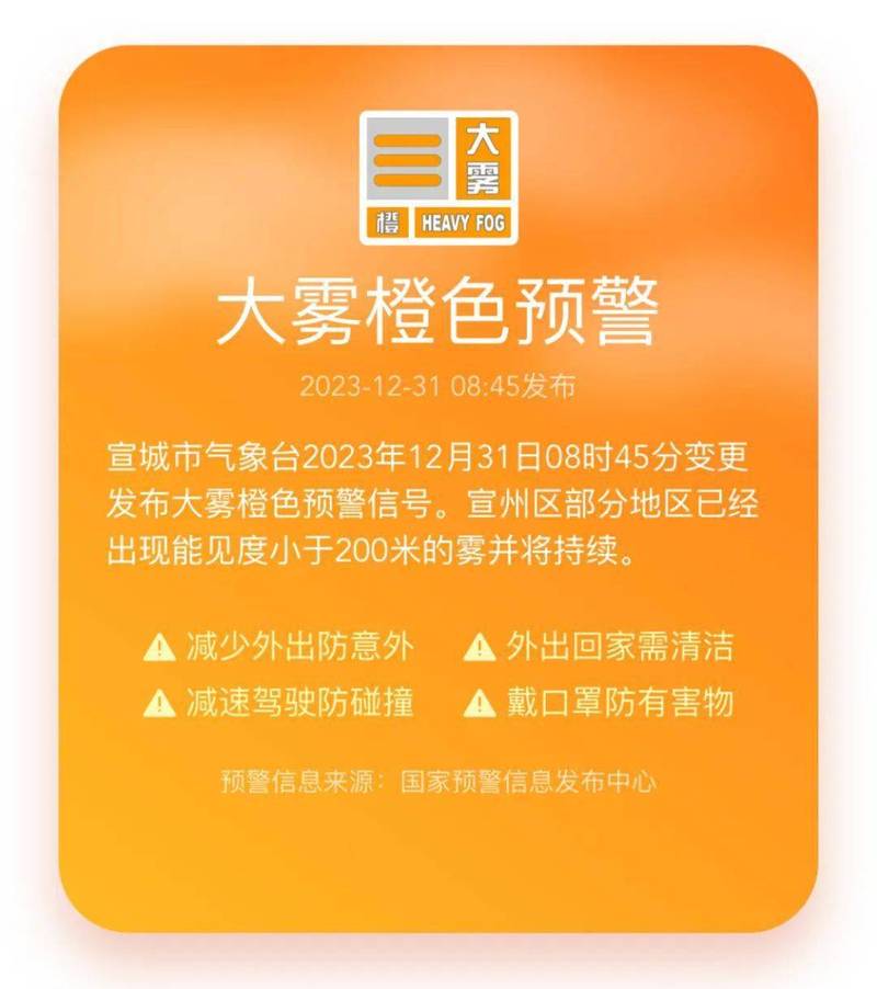 广西壮族自治区钦州市发布大雾橙色预警
