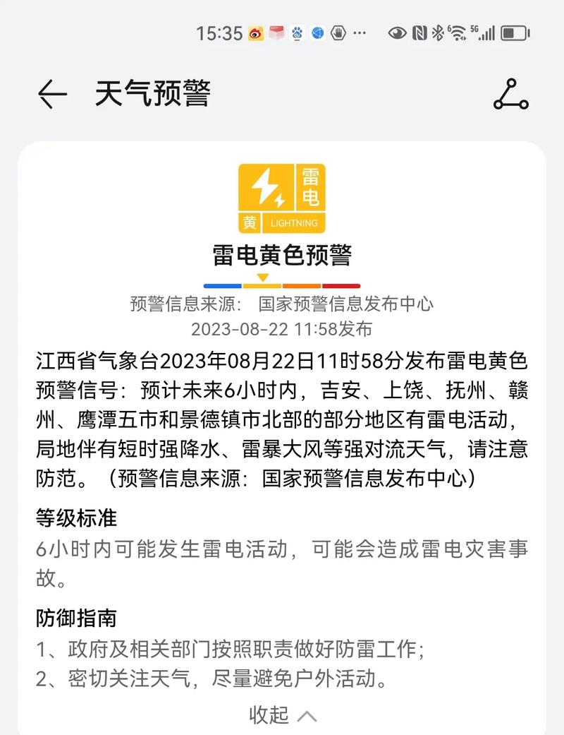 湖北省大冶市发布雷电黄色预警