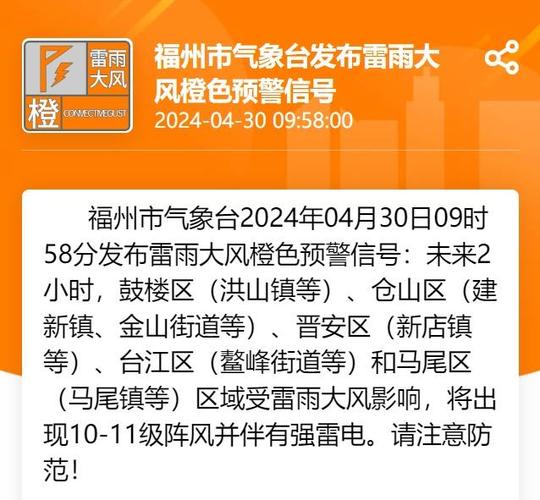 福建省新罗区发布雷雨大风橙色预警_2