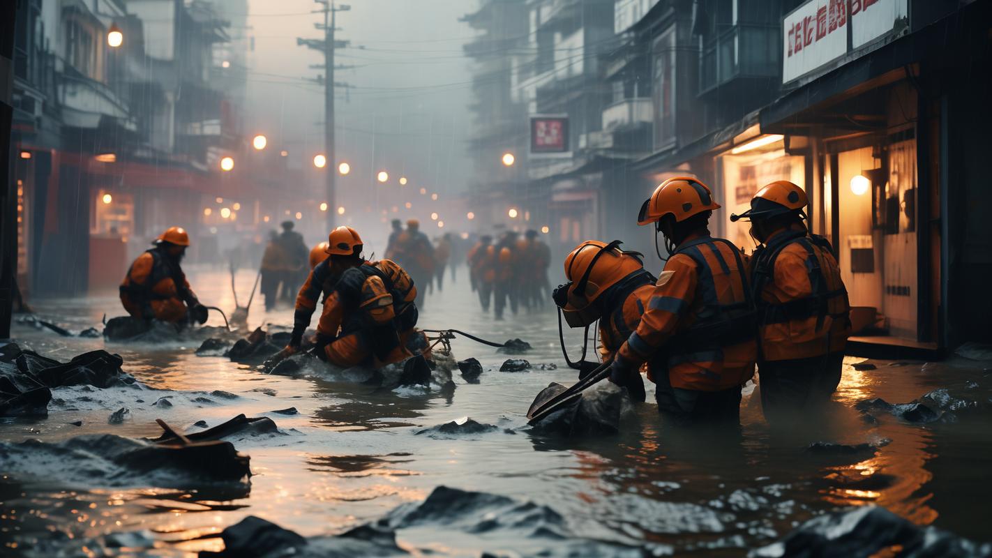 暴风雨中救援人员驾起“生命之舟” 与洪水赛跑守护生命