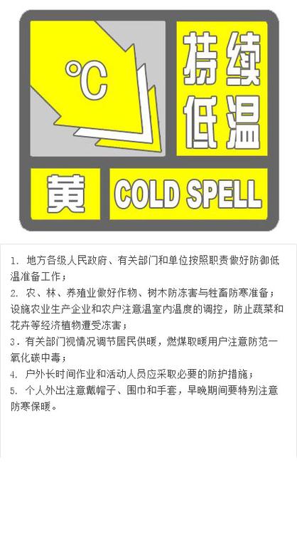 低温黄色预警:未来一周我国大部地区气温将持续偏低