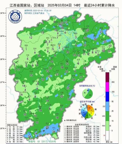 今明天江西鹰潭抚州等地部分地区有中雨 最高气温普遍不足25℃
