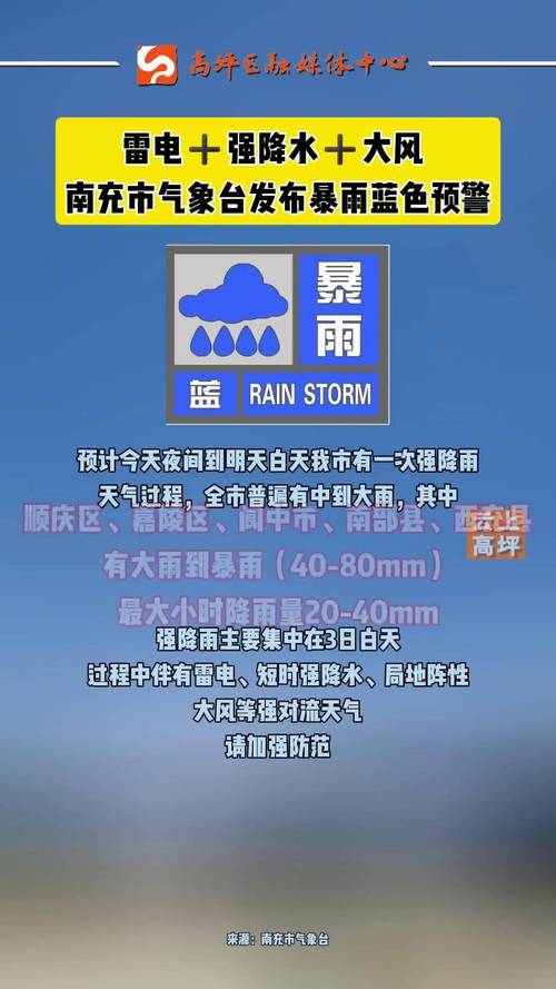 四川省南充市发布暴雨蓝色预警_1